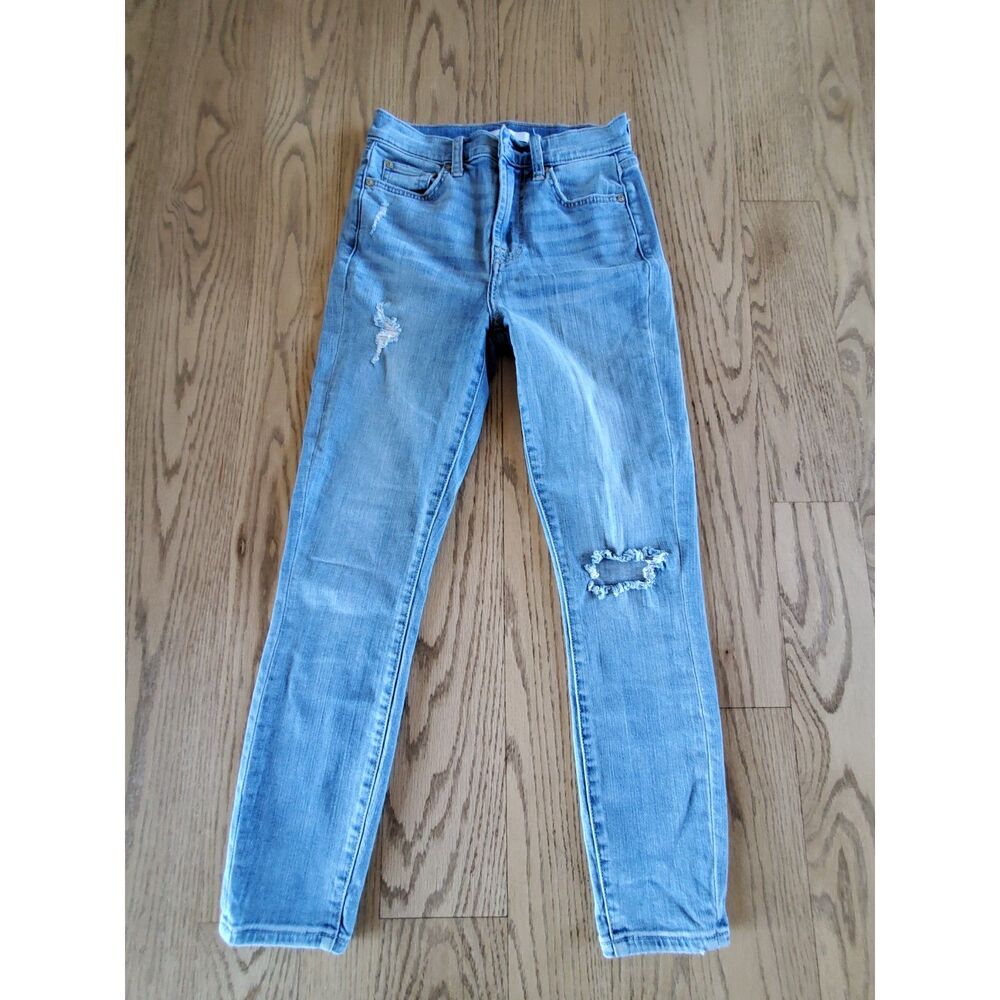 7 for All Mankind 25 Skinny/Slim Jeans Light Wash Distressed VGUC